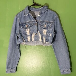 Distressed Cropped Denim Jacket